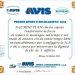 PREMIO AVIS SPORT E SOLIDARIETA’ assegnato al Team Gemini per l’importante supporto a favore di AISLA