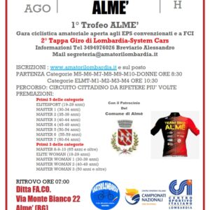 Almè (BG) 31 Agosto 2025 "2° Tappa Giro di Lombardia-System Cars"-"2° Prova Gran Combinata di Almè"