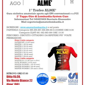 Almè (BG) 31 Agosto 2025 "2° Tappa Giro di Lombardia-System Cars"-"2° Prova Gran Combinata di Almè"