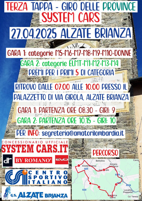 Alzate Brianza (CO) 27 Aprile 2025 "3° Tappa Giro delle Provincie-System Cars-Gianni Bugno"