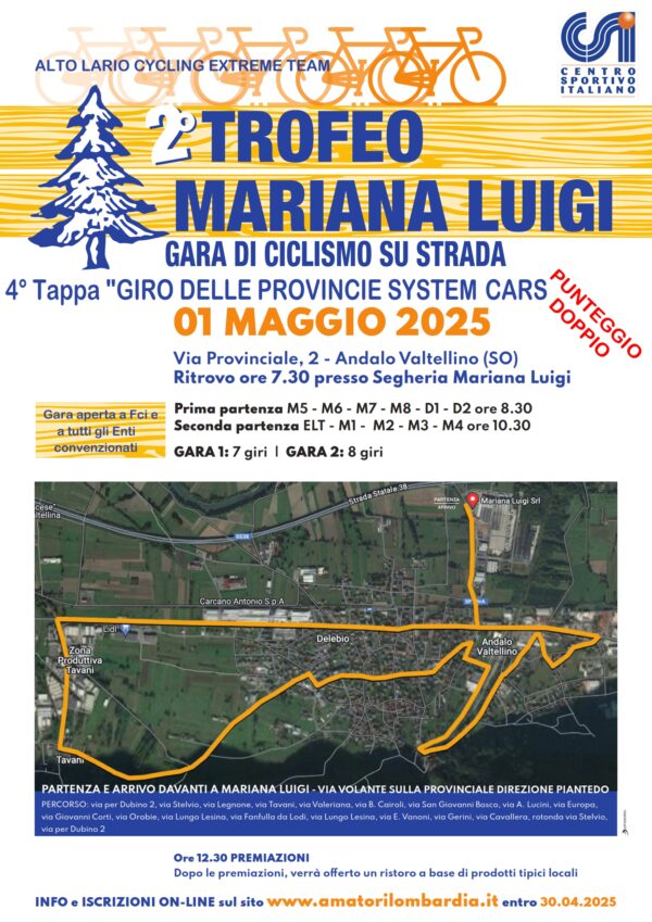 Delebio (SO) 1 Maggio 2025 "4° Tappa Giro delle Provincie-System Cars" PUNTEGGIO DOPPIO