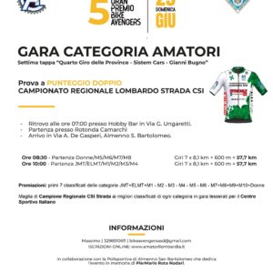 CAMPIONATO LOMBARDO STRADA CSI Almenno SB (BG) 29 Giugno 2025 ULTIMA Tappa Giro delle Provincie PUNTEGGIO DOPPIO
