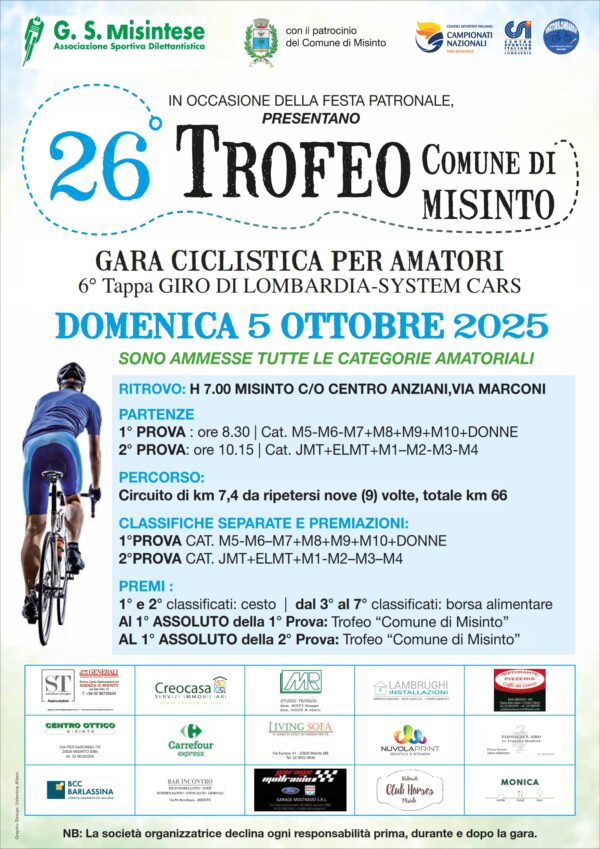 Misinto (MB) 5 Ottobre 2025 "6° Tappa Giro di Lombardia-System Cars-Claudio Chiappucci"