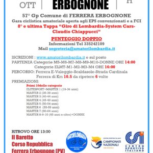 Ferrera Erbognone (PV) 21 Ottobre 2025 8° e ultima tappa a PUNTEGGIO DOPPIO del "Giro di Lombardia-System Cars-Claudio Chiappucci"