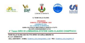 Marnate (VA) si prepara ad accogliere il “Giro di Lombardia-System Cars-Claudio Chiappucci”