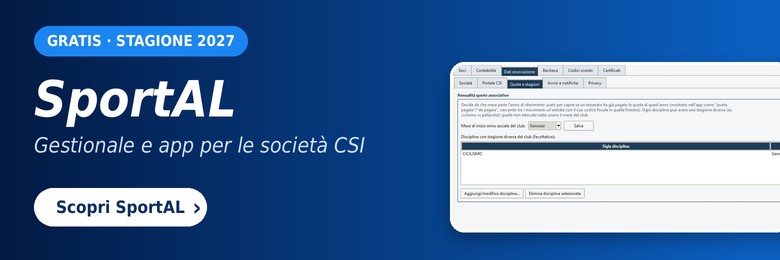 SportAL: gestionale e app gratuiti per le società affiliate CSI, stagione 2027