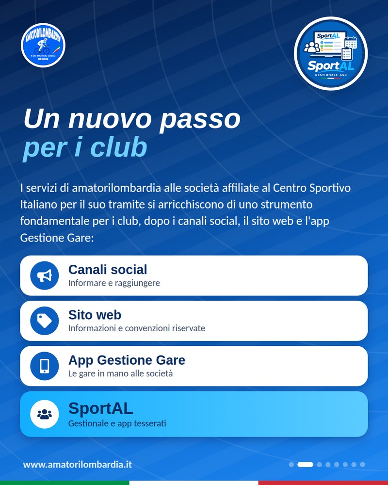 Il percorso dei servizi di Amatorilombardia fino a SportAL