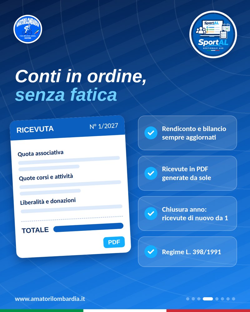 SportAL: contabilità, rendiconto, bilancio e ricevute PDF