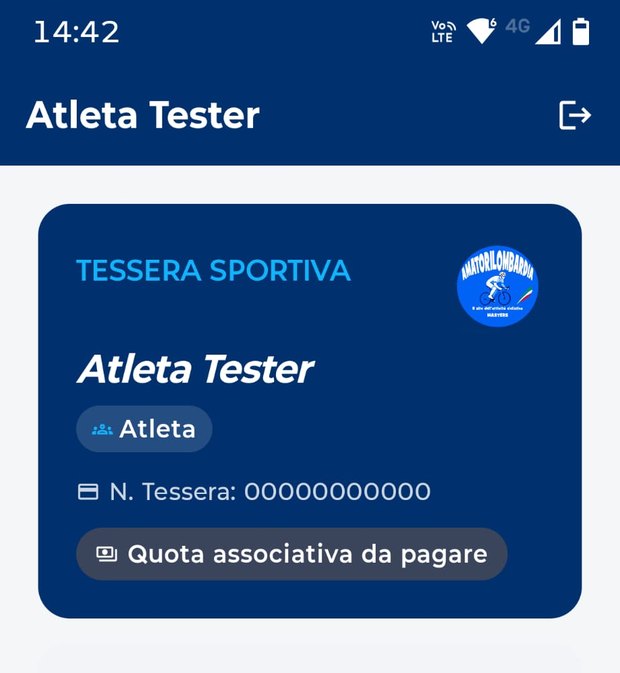 La tessera sportiva nell'app SportAL Tesserati